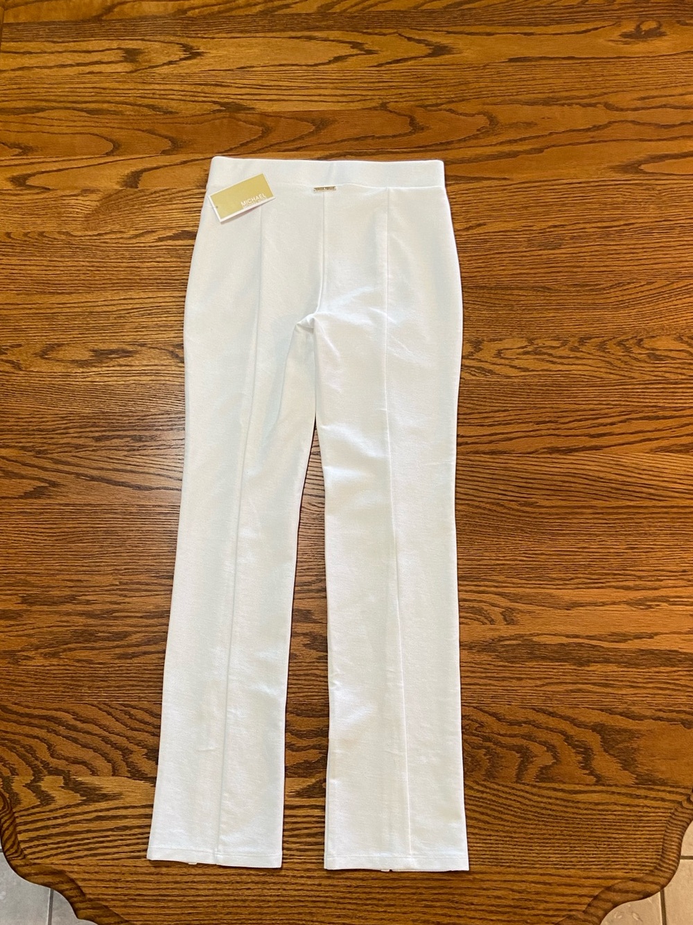NWT Michael Kors White Ankle Slit Hem Pull On Pants Size XS.